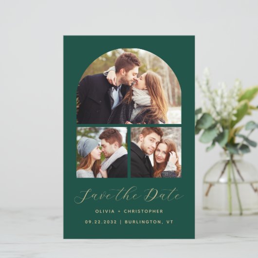 予算Arch 3-Photo Collage Green日付の保存 (スタンド正面)