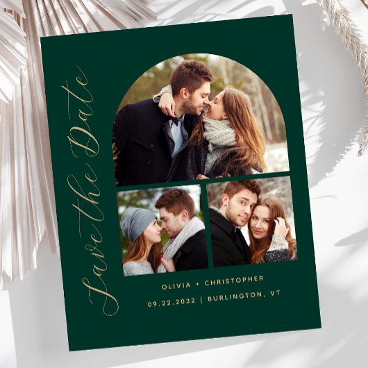 予算Arch 3-Photo Collage Green日付の保存