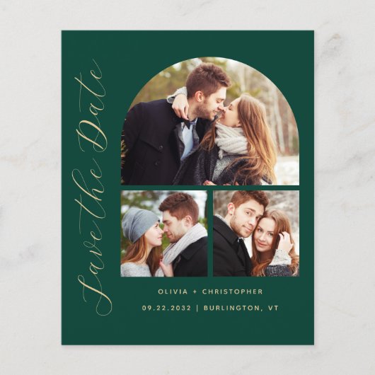 予算Arch 4-Photo緑の金ゴールド保存日付 (正面)