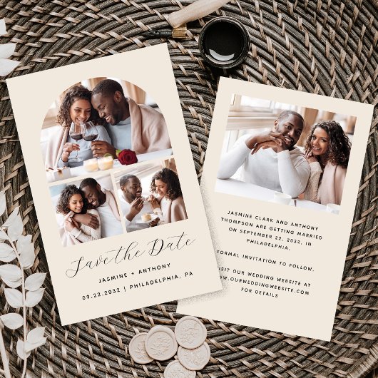 予算Arch 4-Photo Collage Beige日付を保存