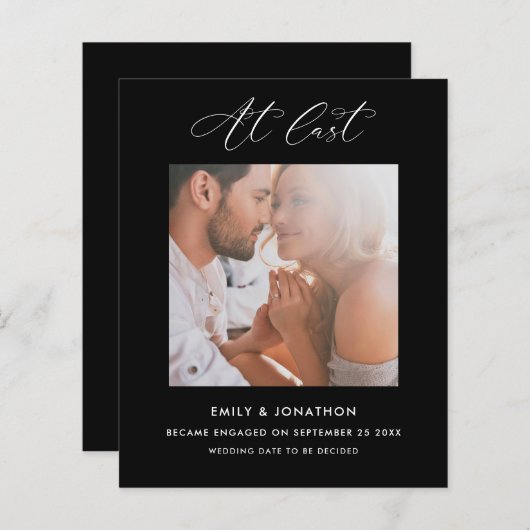 予算at最後の書道フォト婚約ブラック (正面/裏面)