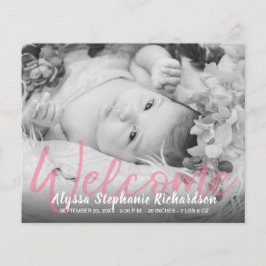 予算B&Wピンク歓迎の誕生のお知らせチラシ チラシ