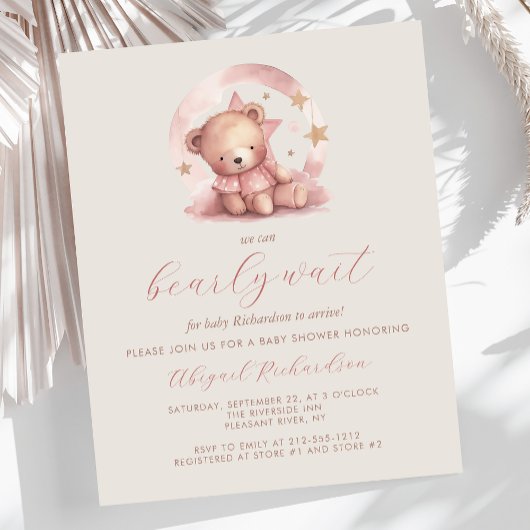 予算Bearly待ちピンクの女の子熊ベビーシャワー