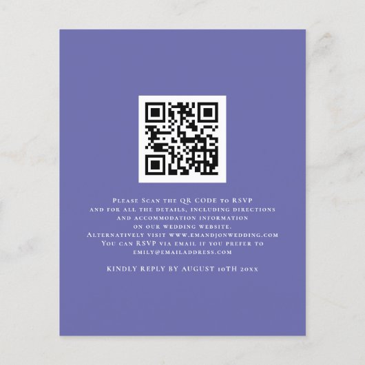 予算Blue QR結婚式の招待 (裏面)