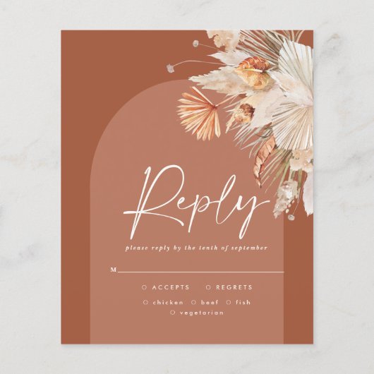 予算bohemian pampas grassの結婚返信rsvp チラシ (裏面)