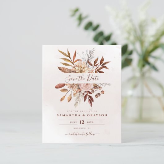 予算Bohoフラワーズ秋の結婚式保存日付 (スタンド正面)