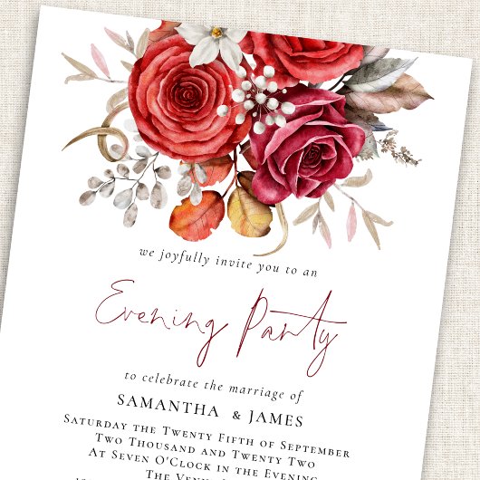 予算Boho花模様QRコード結婚の夕べパーティー