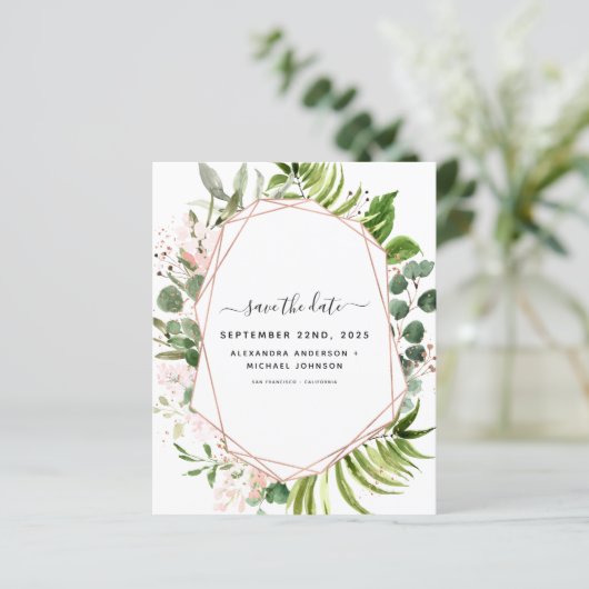 予算eucalyptus緑の幾何学的な日付を保存 (スタンド正面)