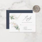予算eucalyptus金ゴールド結婚の回答RSVP ノートカード (正面/裏面インサイチュ)