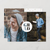 予算GRADグリッター写真卒業発表 サンキューカード (正面/裏面)