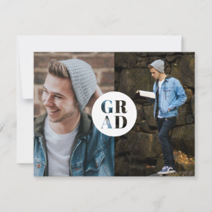 予算GRADグリッター写真卒業発表 サンキューカード