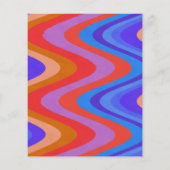 予算Groovy曲線ラインブルーレッドウェディング招待 (裏面)