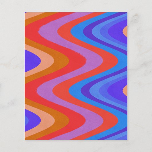 予算Groovy曲線ラインブルーレッドウェディング招待 (裏面)