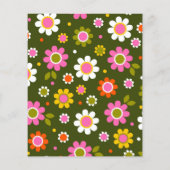 予算Groovy花グリーンベビーシャワー招待状 (裏面)