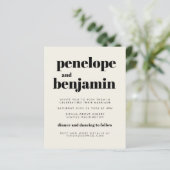 予算Groovy 70sブラックオールインワンウェディング招待 (スタンド正面)