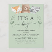 予算It's a Boy Baby Shower Woodland招待状 (正面)
