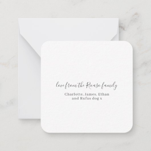 予算MINI写真パーソナライズされたと文字クリスマス ノートカード (裏面)