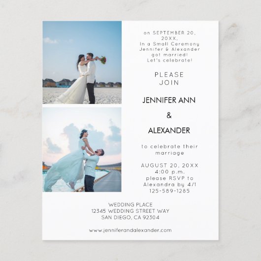 予算Newlyweds 3写真Bウェディングレセプションチラシ チラシ (裏面)