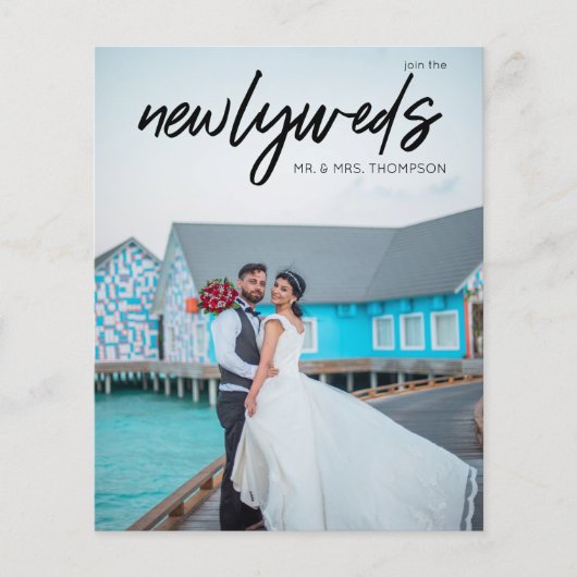 予算Newlyweds 3写真Bウェディングレセプションチラシ チラシ (正面)