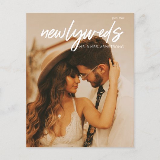 予算Newlyweds 3写真Wウェディングレセプションフライヤー チラシ (正面)