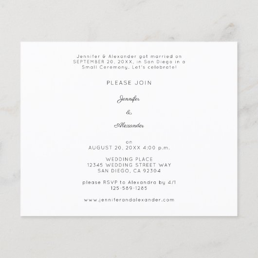 予算Newlyweds Horiz 1Bフォトウェディングレセプション チラシ (裏面)