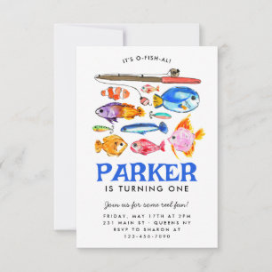 予算O – フィッシュアルリールおもしろい魚魚釣り誕生日 ノートカード