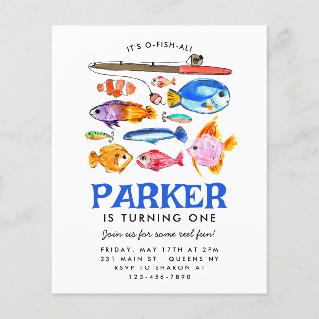 予算O – フィッシュ – アルリールおもしろいの移動魚釣り誕生日 (正面)