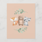 予算Ohベビーシャワーウッドランド招待状 (裏面)