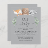 予算Ohベビーシャワーウッドランド招待状 (正面/裏面)