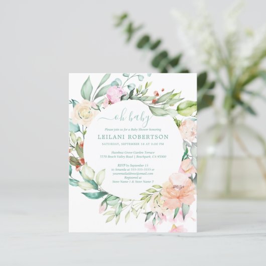 予算Ohベビーフローラリースシャワー招待状 (スタンド正面)