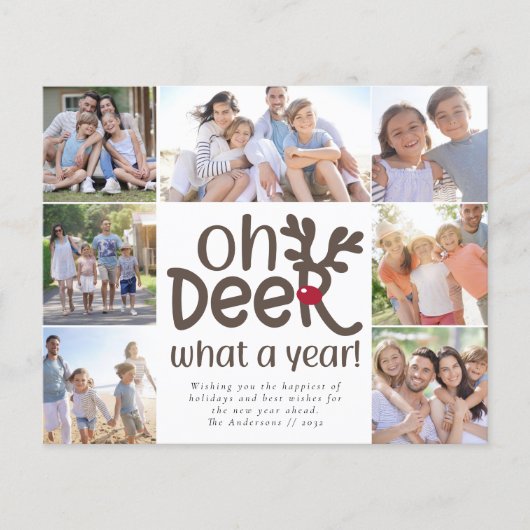 予算Oh Deer What a Year写真ホリデーカード (正面)