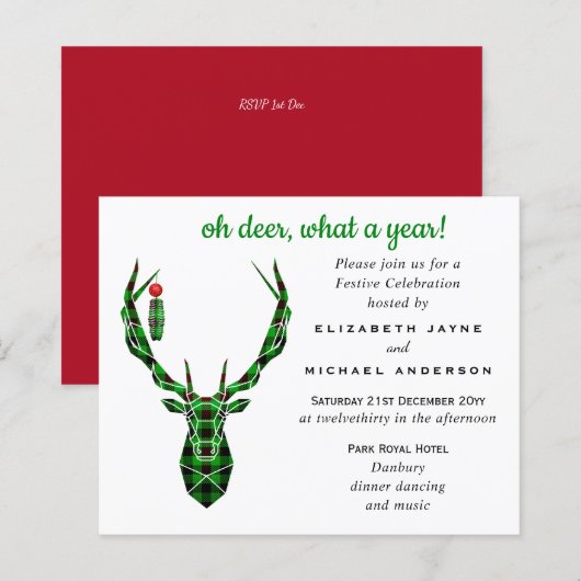 予算Oh DEER what a year 2020 Christmas招待状 (正面/裏面)