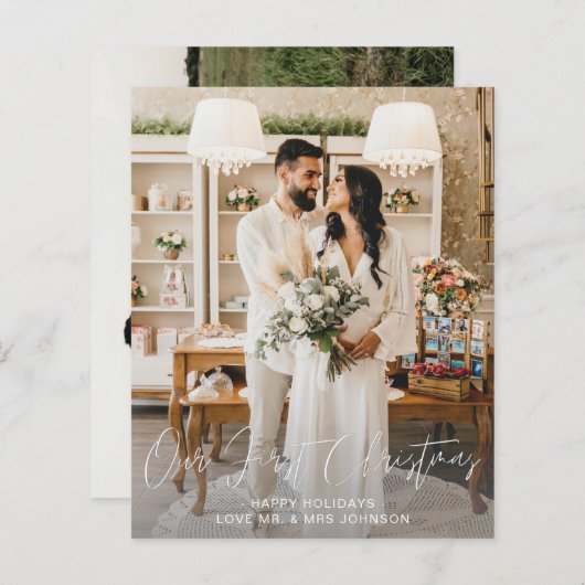 予算Our初めてのクリスマス垂直およびHの2つの写真 (正面/裏面)