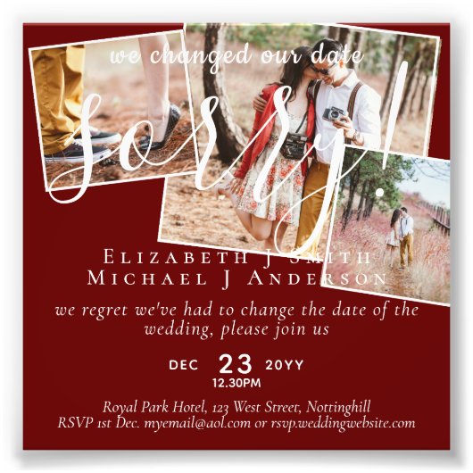 予算PHOTO計画の変更新日延期 フォトプリント (正面)