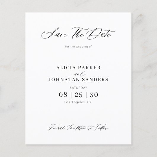 予算QRコードエレガント写真の結婚式の日付を保存 チラシ (正面)