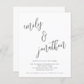 予算QRコードスクリプモダント結婚式の招待 (正面/裏面)