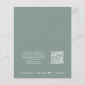 予算QRコードセージ緑の結婚式受付招待状 (裏面)