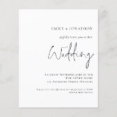 予算QRコードタイポグラフィ結婚式招待状 (正面)