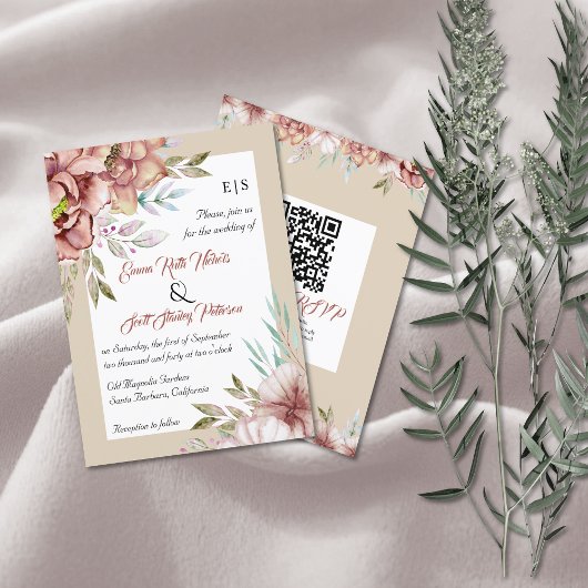 予算QRコードテラコッタ結婚式招待状