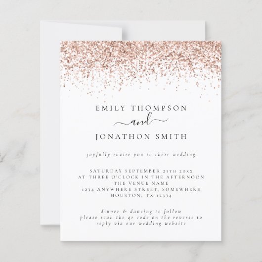 予算QRコードバラ金ゴールドグリッター結婚式 (正面)