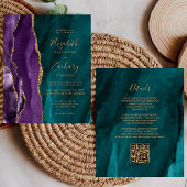 予算QRコードパープル金ゴールドティール（緑がかった色）アゲート結婚ト