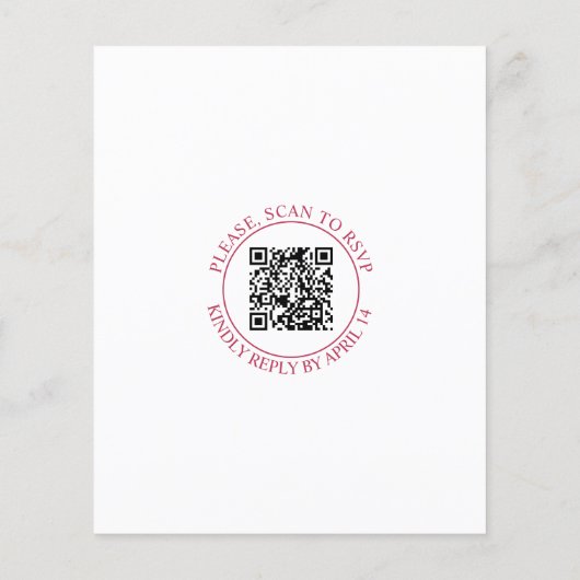 予算QRコードビバマゼンタ結婚式招待状 (裏面)