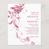 予算QRコードビバマゼンタ結婚式招待状 (正面)