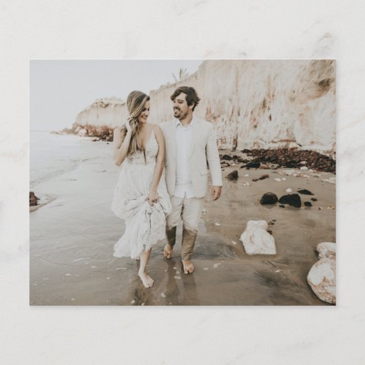 予算QRコードフォトブラック&ホワイトRSVPカード (裏面)