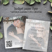 予算QRコードフォトモダン結婚式招待状 チラシ