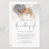 予算QRコードフォト結婚式招待状 (正面/裏面)