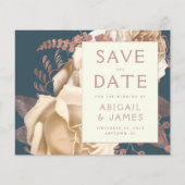 予算QRコードフローラティール(緑がかった色)結婚式日付の保存 (正面)