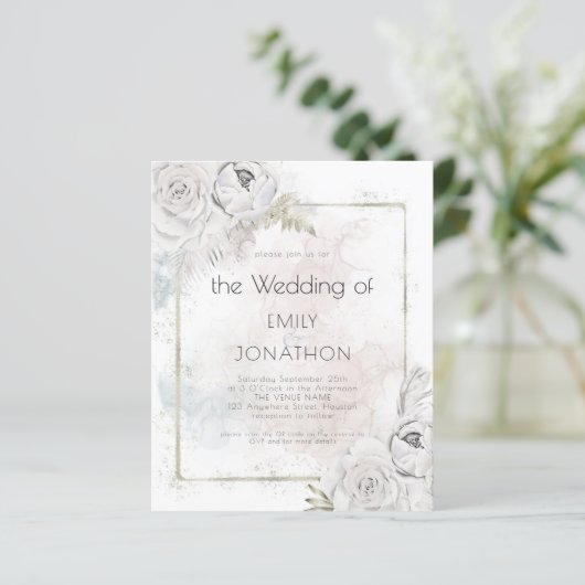 予算QRコードフローラ水彩結婚式の招待 (スタンド正面)