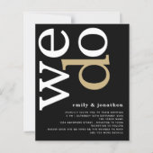 予算QRコードホワイト金ゴールドブラックウェディング招待 (正面)