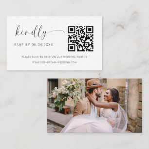 予算QRコードミニマリストRSVPの結婚ウェブサイト エンクロージャーカード